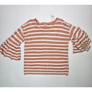 Devotion by Cyrus Sweater Womens Mid Ruffled Sleeve Dusty‎ Pink Bone Size L NEW